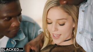 Blonde beauty Kali Rose gets passed around by six well-hung guys in intense interracial action