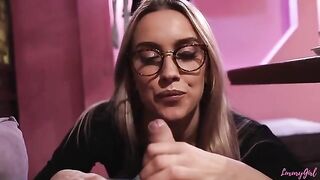 Two cute girls made a blowjob to their friends in the restaurant