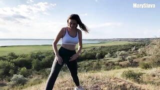 A girl was fucked during training outdoors, showcasing Molly Pills’ wild side