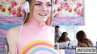Carly Rae Summers reacts to a wild, intense sex scene compilation
