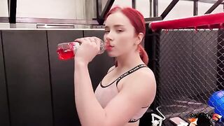 The trainer fucked hard ass of the Redhead after work out