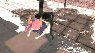 Kobayashi, Iruru, and Ilulu get fucked by an invisible force