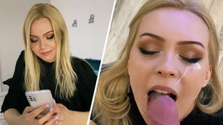 A beautiful neighbor came to visit and treated her to a passionate blowjob