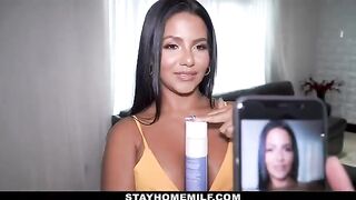 A busty MILF, Rose Monroe, lets her stepson capture her in provocative poses for Onlyfans