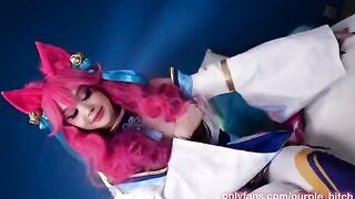 Spirit blossom Ahri gets her asshole gapped by horny babe