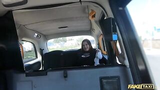 Fake taxi ride with Sabien Demonia in fishnets ends in rough sex