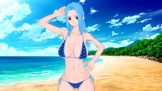 Busty babe Vivi enjoys romantic beach sex in an animated scene