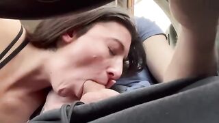 A couple has sex right on a public road during their road trip