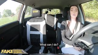 Fake Driving School Instructor Cheats with Hot Student Lady Gang in a Car