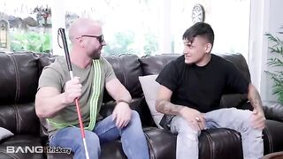 A blind guy tricked sexy brunette Vienna Black into sex on the street