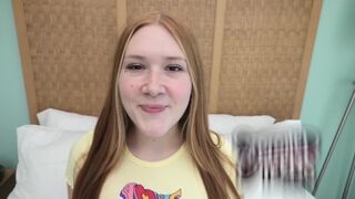 Redhead teenage starlet with freckles and fiery pubes gets fucked hard