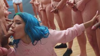 Bukkake with Min Galilea and a mouthful of cum in an intense session