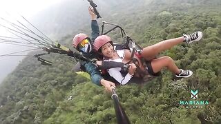 Colombian actress Mariana Martix squirts while paragliding over the sea
