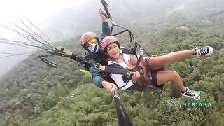 Colombian actress Mariana Martix squirts while paragliding over the sea