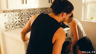 The husband helped with the laundry and got intimate rewards from his sexy wife Jolla PR