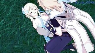 Aether fucks hot Lumine in the meadow in this Genshin hentai