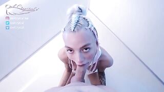 Cute babe OwlCrystal fucks with a guy and gets cum in her ass