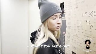 A blonde woman fucks with her husband watching on TV