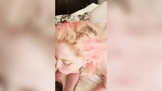 A woman gave her husband a passionate and sloppy blowjob, full of cum