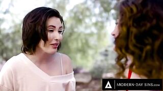 Casey Calvert and Arabelle Raphael share boyfriend's huge dick in a threesome