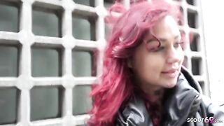 Redhead college girl from Germany gets fucked on camera by a street casting agent