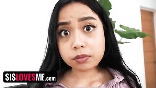 The lucky guy fucks his stepsister Luna Mills to keep their secret
