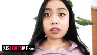 The lucky guy fucks his stepsister Luna Mills to keep their secret