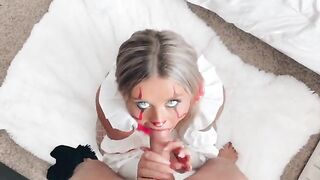 Littlebuffbabe, the crazy bitch, gave me a blowjob before the Halloween party