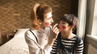 Hot couple has a sexy silent sex with a mime twist