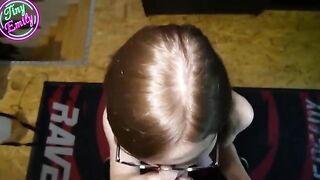 The greedy and perverted student gets her glasses full of cum