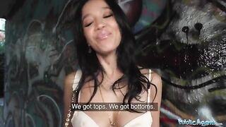 The perfectly formed natural model Asia Vargas fucked outdoors for cash in a steamy Public Agent scene