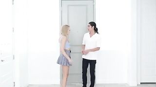 Skinny blonde Madison Summers fucked hard in the kitchen, passionate action