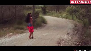 Spanish babe Alexa Tomas pisses in the street before getting fucked