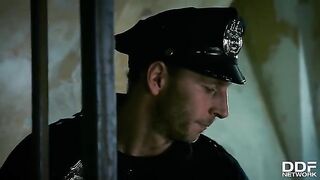 Hot FFM threesome with Rosella Visconti and Kathia Nobili in a police station