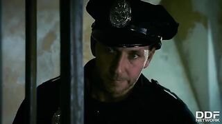 Hot FFM threesome with Rosella Visconti and Kathia Nobili in a police station