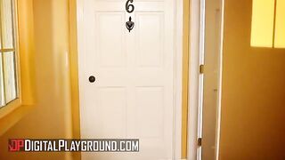 The Scarlet Woman Rides a Dick While Her Neighbor Masturbates with Envy