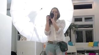 The photographer fucked in the mouth by two girls in a steamy threesome