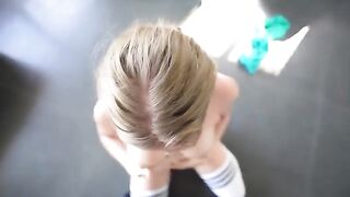 A sweet gym girl is having fun with a new friend