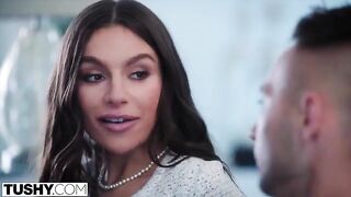A gorgeous brunette woman named April tried anal sex for the first time