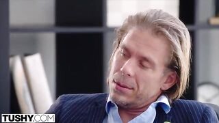 Sexy temp Hazel gets seduced by her boss and experiences intense anal action in a TUSHY masterpiece