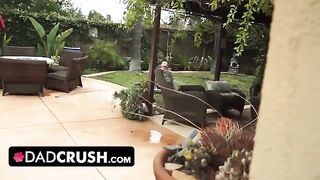 Fit teen lets pervert stepdad finger and fuck her by pool