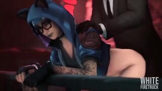 Hentai compilation with a lynx character from Fortnite in 3D animation