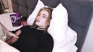 A pretty woman was greatly excited and she came on her tits