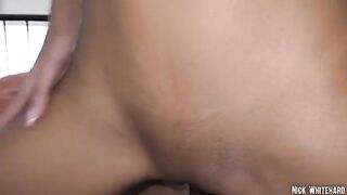 Black Asian teen Lia Lin showcases her slim waist and round ass in this hot video