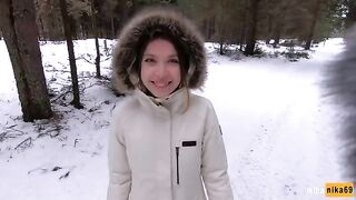 Winter outdoor sex for me is the best - Cum on my pretty face POV