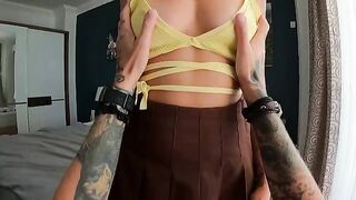 A cute pussyless girl with big ass gets fucked hard