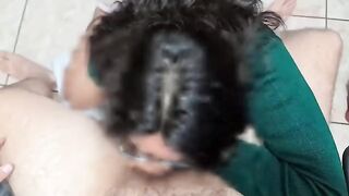 A rich blowjob from a hot Mexican girl before going to school