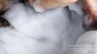 Horny blondie gives me a blowjob in the bath and fucks me