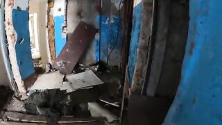 An exhibitionist girl is walking in abandoned buildings with her hot babe