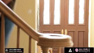 Carter Cruise practices with a massage to become better, with Riley Reid's help